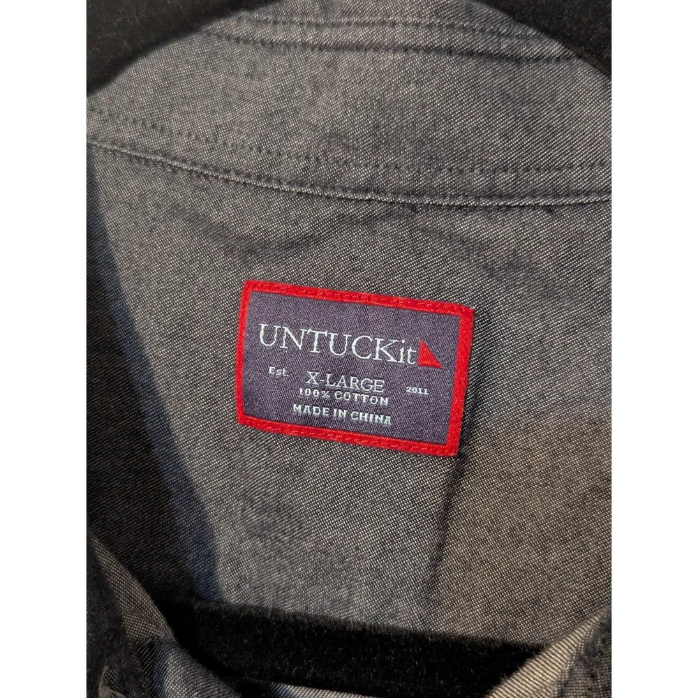 UNTUCKit Button Down Shirt Mens XL Charcoal Gray Cotton Long Sleeve Textured
